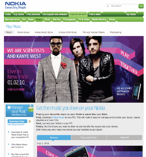 nokia music landing
