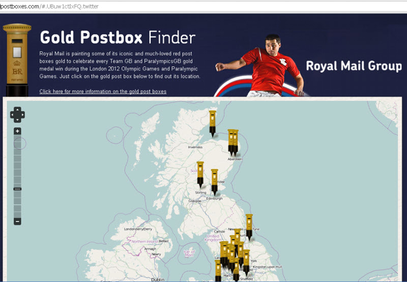 Royal Mail gold postbox